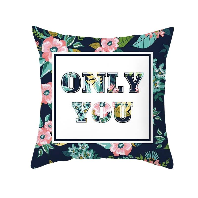 Plant Flower Creative Letter Pattern Printing Cover Car Sofa Cushion Cover Luxury Home Decoration Cushion Cover