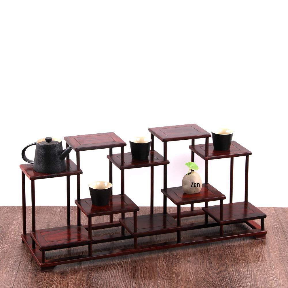 Rosenholz Sammlerschrank: Chinesischer Multi-Schatzschrank für Teekannen, Bonsais & Ornamente mit Zapfenverbindung Massivholzstruktur.