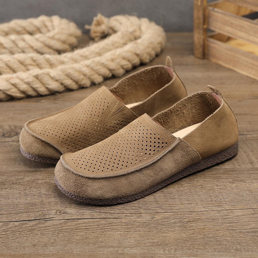 Niche High-end Men's Shoes Genuine Leather Breathable Loafers Men's Spring and Summer Casual One Foot Lazy Shoes Retro Fashion
