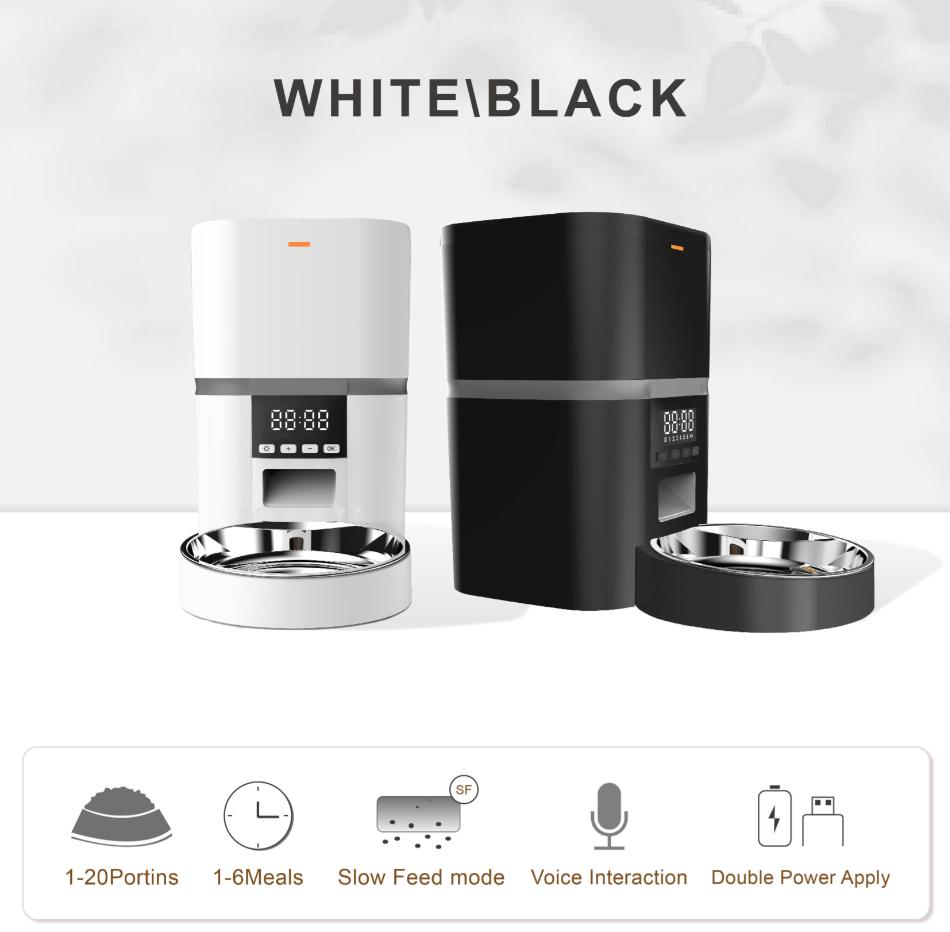 4L Button Automatic Pet Feeder Smart 5V USB Auto Cat Food Dispenser Smart Control Pet Feeder for Cats Dog Dry Food StainlessBowl