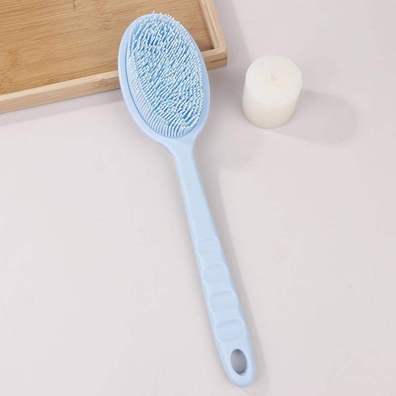 Doppelseitiger Rückenschrubber aus Silikon mit langem Griff, Körperbadebürste, Schlamm-Rückenschrubber, Duschmassage-Peelingbürste, Körperwaschmittel