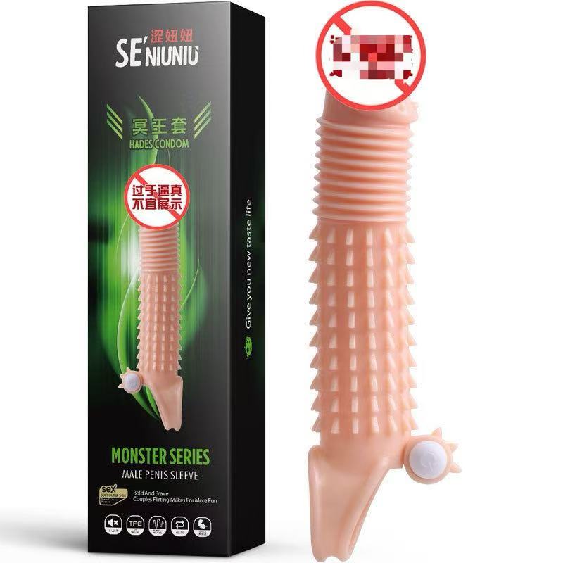 Vibrating Dick Sleeve Penis Enlargement Condoms Reusable Condoms Dildo Enhancer Sleeves Sex Toys For Men Delayed Ejaculation