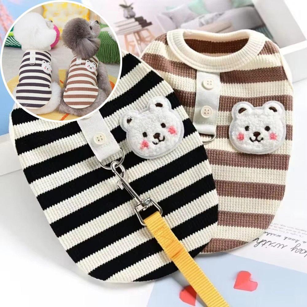 Soft Cotton Puppy Clothes Four Legs Cat Costume Cute Striped Dog Jumpsuit  Pet Supplies