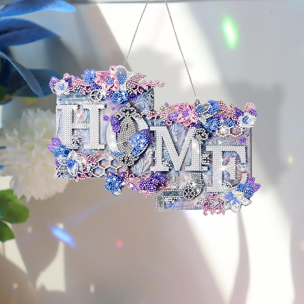 Acrylic Diamond Painting Hanging Pendant Single-Sided 5D DIY Diamond Painting Dots Pendant for Garden Window Decoration