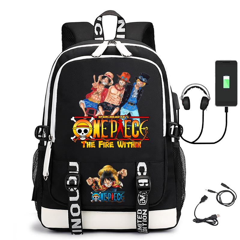 Hot-selling ONE PIECE Luffy backpack usb charging large capacity bag