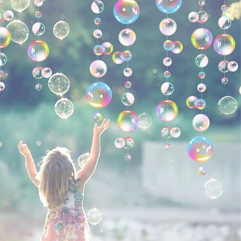 2Pcs Hanging Banner Ocean Themed Party Round Sequins Backdrop Board Decor Sea Bubble Curtain Birthday Wedding Party Supplies