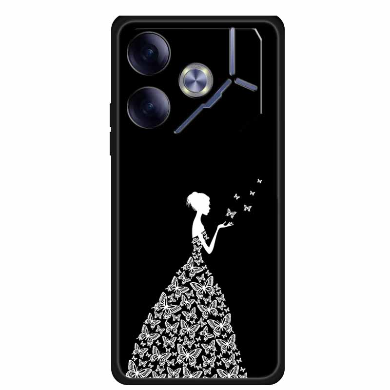 For Tecno Pova 6 Phone Case 6.78" Animal Black Silicone Soft Back Cover Cases For Tecno Pova 6 Case Pova6 Coque Funda Shockproof