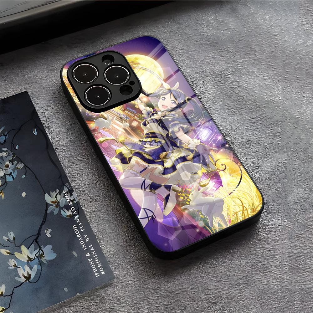 Love Live Anime Handyhülle Für IPhone 17 Air 16 E Pro Max 15 14 13 Mini 12 Pro 11 Max Plus Schwarze Glasabdeckung