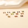 Simple Crystal Stud Earrings Fashion Women December Birthstone Colorful Diamond Earrings for Girls Gift
