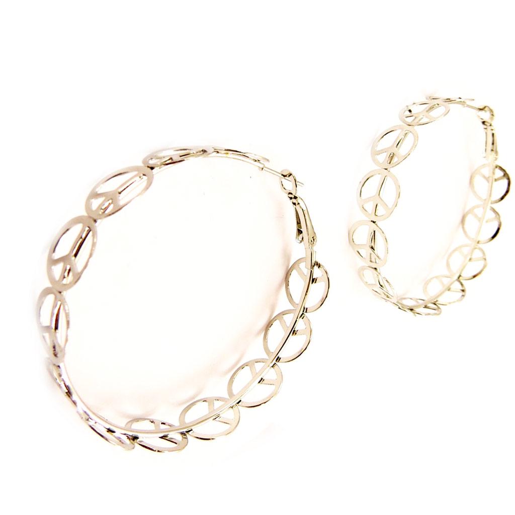 Les Trésors De Lily [L4451] - Créoles 'Peace' argenté Ø 50 mm