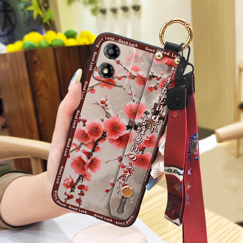 Phone Holder Wrist Strap Phone Case For MOTO E13 Anti-dust Chinese Style Kickstand Fashion Ring Anti-knock Wristband