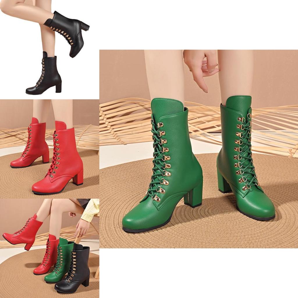 Stylowe damskie krótkie buty typu Martens z nitami i sznurowanym designem na jesień i zimę