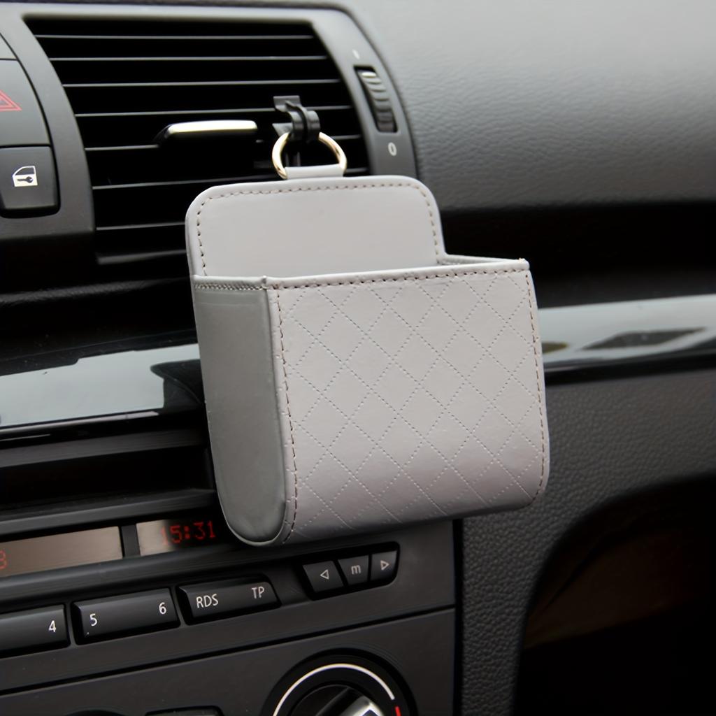 1 Pack Air Vent Storage Bag, Car Accessories Car Leather Multi-functional Storage Box Air Vent Phone Holder Organizer Bag