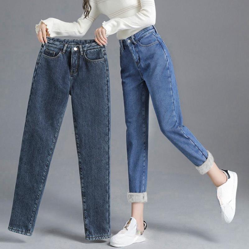 Neue Damen Thermo Slim Jeans Herbst Winter Warm Plüsch Stretch Jeans Damen Schneehose Skinny Bleistift Gerade Hose