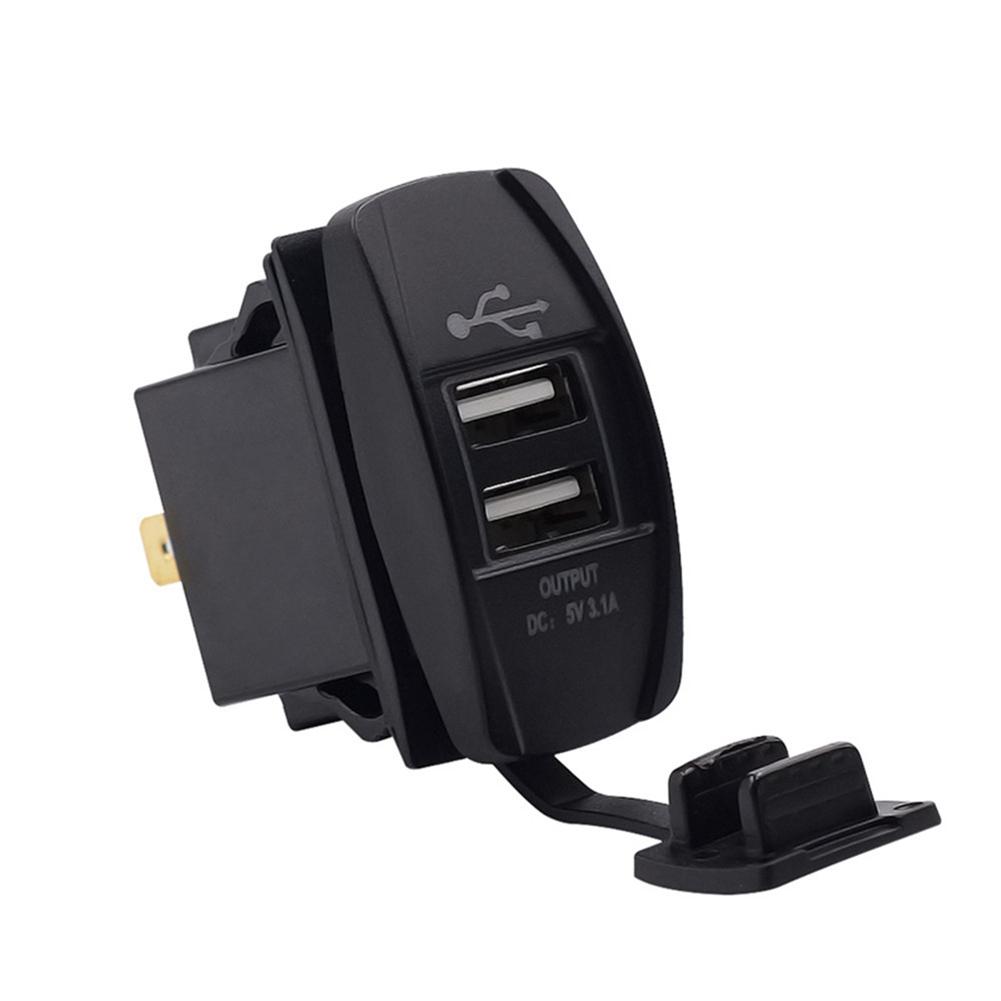 5V 3.1A Dual USB Car Motorcycle Charger Socket Adapter Power Outlet