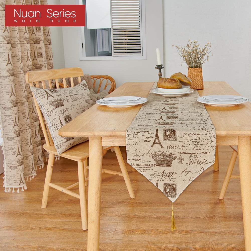 1 Stück Nuan Serie Instagram Stil Vintage Französisch Eiffelturm Gedruckt Strapazierfähiger Tischläufer für Esstisch Dekorativ für Heimtisch Heimdekor