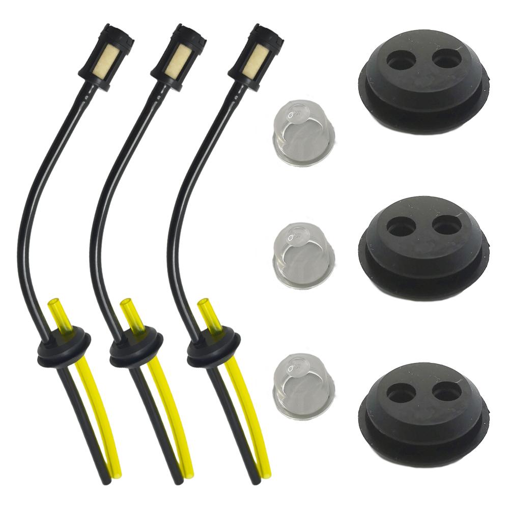 

3set Universal Grass Trimmer Fuel Line Filter Kit for Brush Cutter Strimmer Lawn Mower Primers Fuel Hose Garden Tool Parts