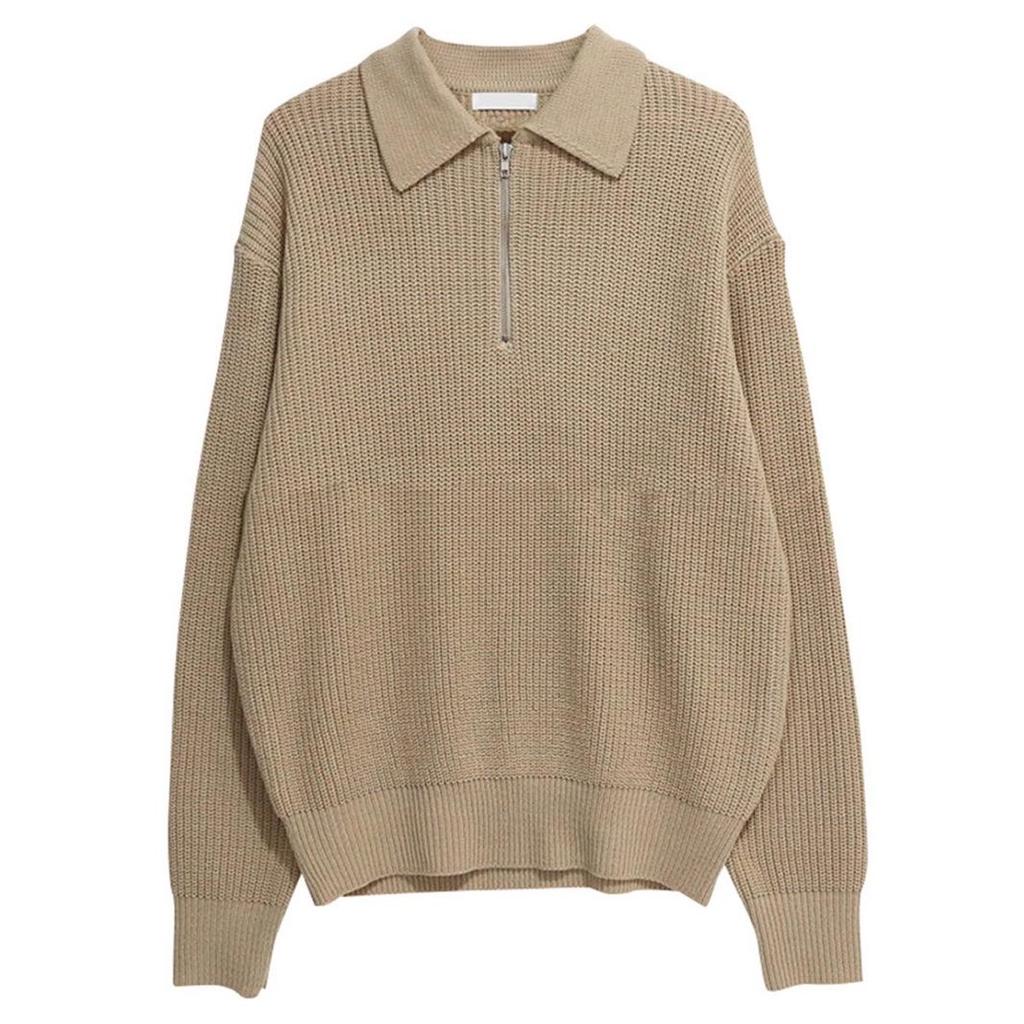 Men's Retro Half-Zip Lapel Sweater - Autumn/Winter Casual Korean Style