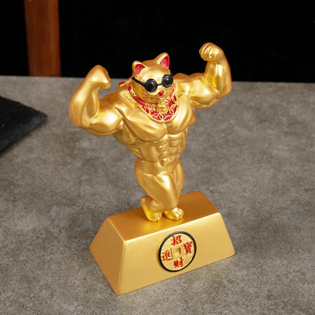FLAMEER Lucky Cat Muscle Ornament Lucky Cat Good Luck Financial Luck Opening Celebration Business Success Store Gift Gift Shop Opening Decoration