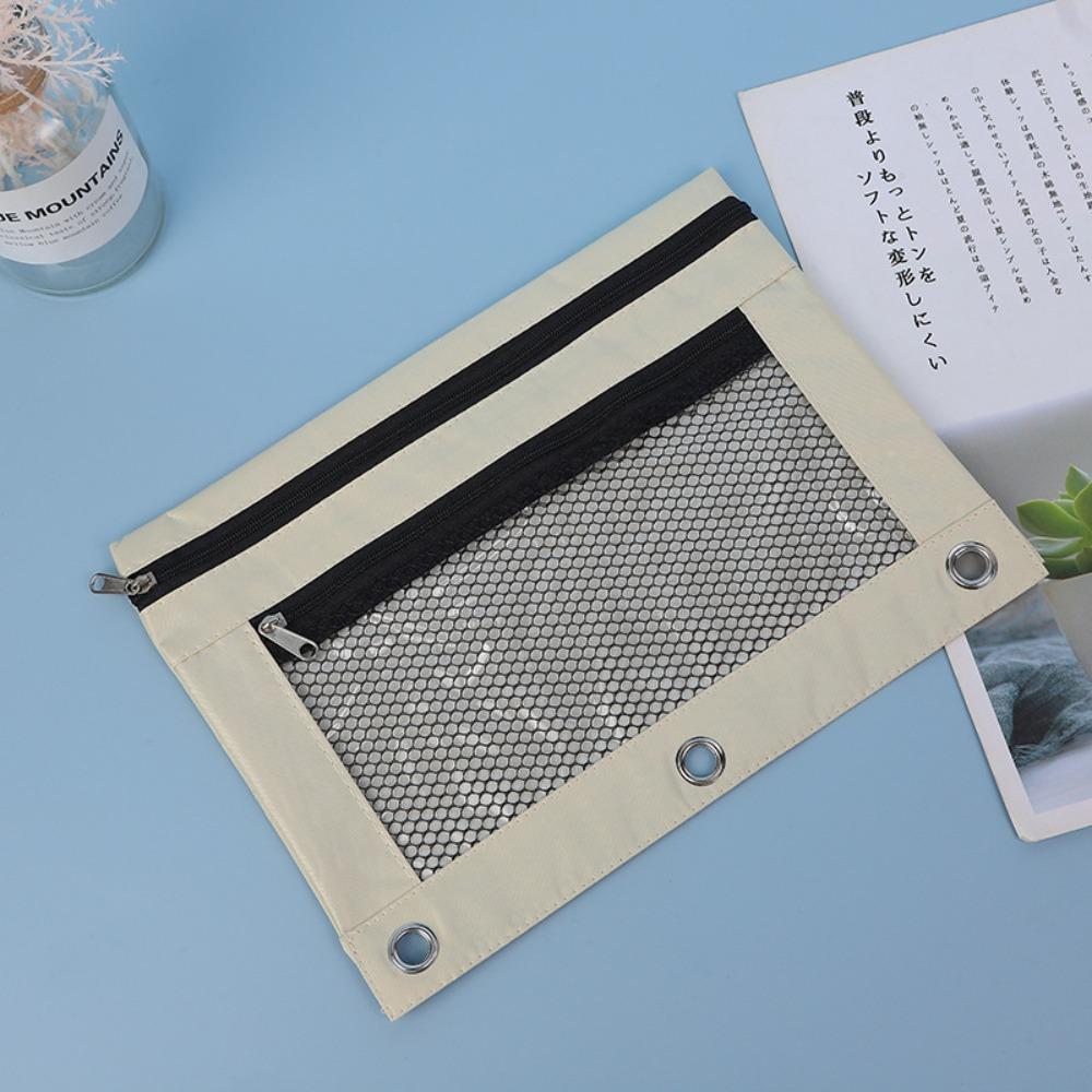 Zipper Closure Pencil Case Bag Double Layer Zipper File Folder Book Pencil Holder  Office Use