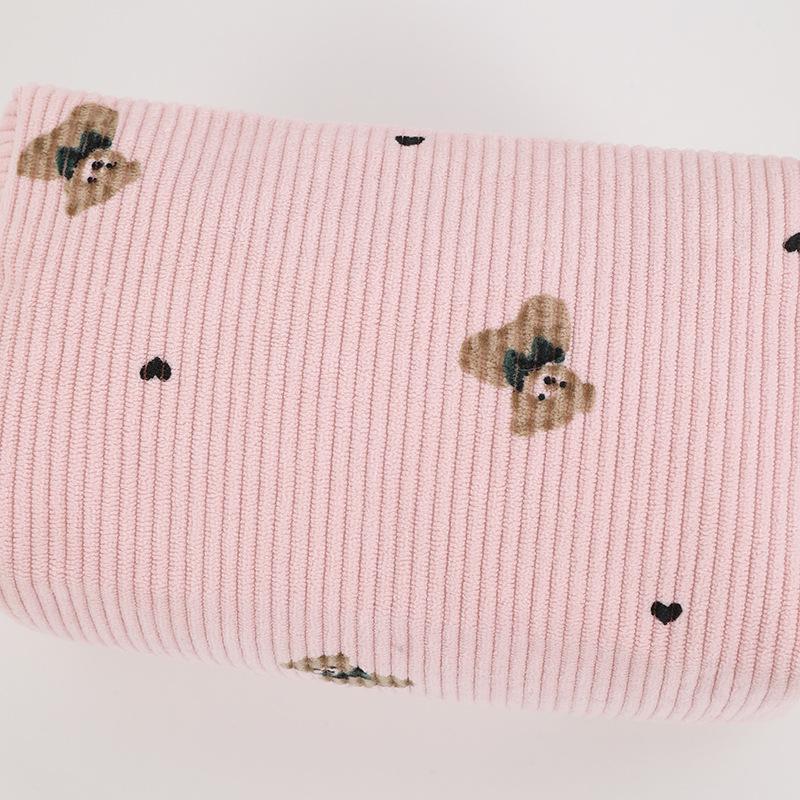 Kawaii Corduroy Travel Cosmetic Lipstick Skincare Storage Bag Toiletry Kit Women Makeup Handbags Organizer Pouch Bag Pencil Case