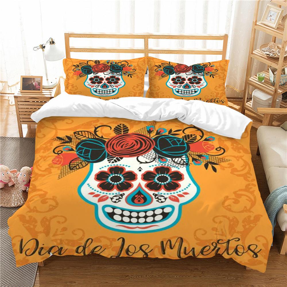 Bettwäsche-Set im Totenkopf-Stil, 3D-Schädel-Druck, Bettbezug, luxuriöses Heim-Bettwäsche-Set, Polyester-Bettwäsche, Anzug für Teenager, Einzelbett-Bettbezug-Set