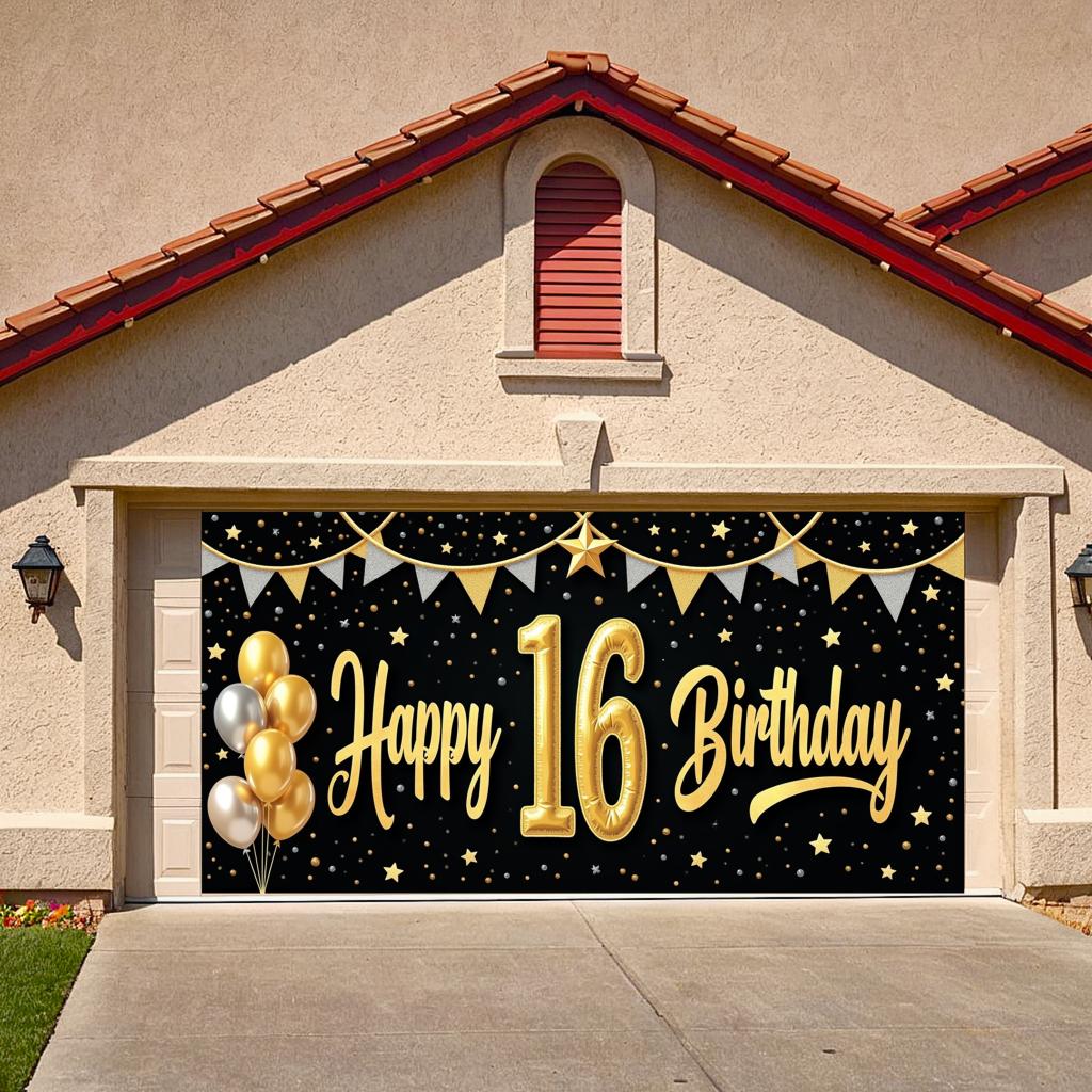 Balloon Decoration 16th Celebration Event Banner Birthday Backdrop for Sweet 16 Celebration Holiday Celebration Event Decoration