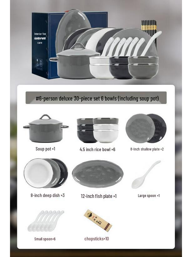Moode Lanca 30-Piece Gold Rim Ceramic Dinnerware Set