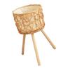Woven Rattan Plant Stand Flower Pots Holder Stool with 3 Wood Legs Floor Planter Basket Rack for Home or Office Use