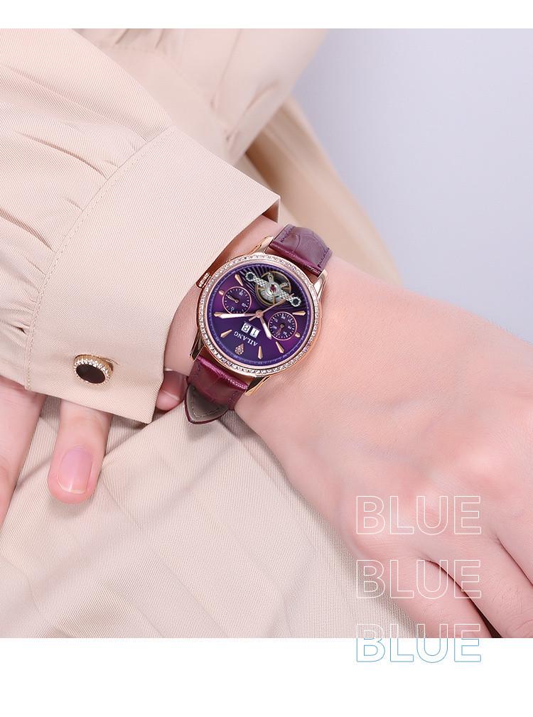 AI Lang Ladies' Diamond-Studded Automatic Watch - Fashionable, Multifunctional, Waterproof Wristwatch