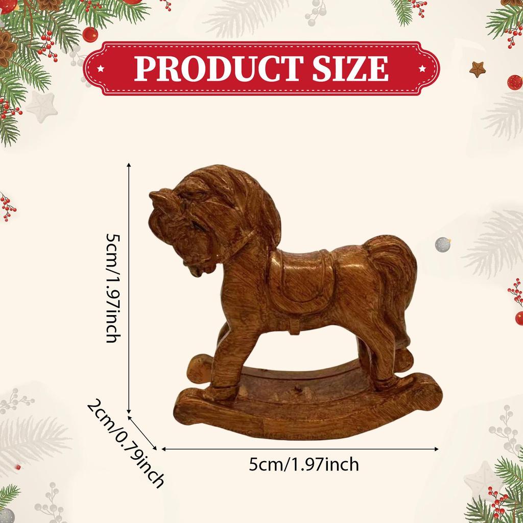 Small Christmas Rocking Horse Decoration Collectible Sculpture Desktop Miniature Figurine for Countertop Fireplace Birthday