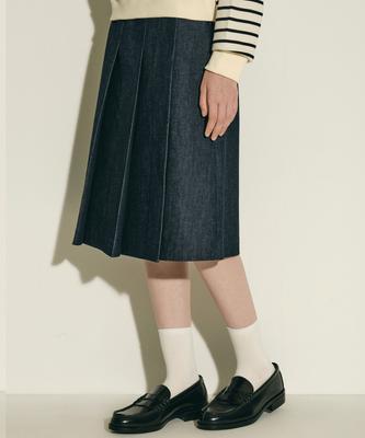 Jun By Jun K Denim Pleated Wrap Skirt