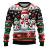 Unisex Christmas Sweatshirt With 3D Snowman Santa Print Hooded Long Sleeve Cotton Pullover Holiday Casual Wear