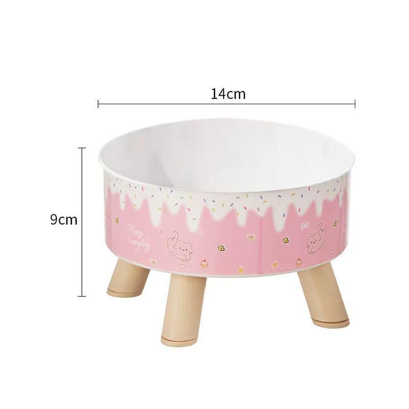 Polka Dot High-Footed Stainless Steel Pet Bowl - Anti-Spill, Neck Protection for Cats & Dogs
