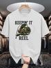 Unisexs Crew Neck T Shirt FisherUnisex Theme Fishing Reel Keepin It Reel Text Graphic Short Sleeve Casual Cotton Outdoor Street Tees