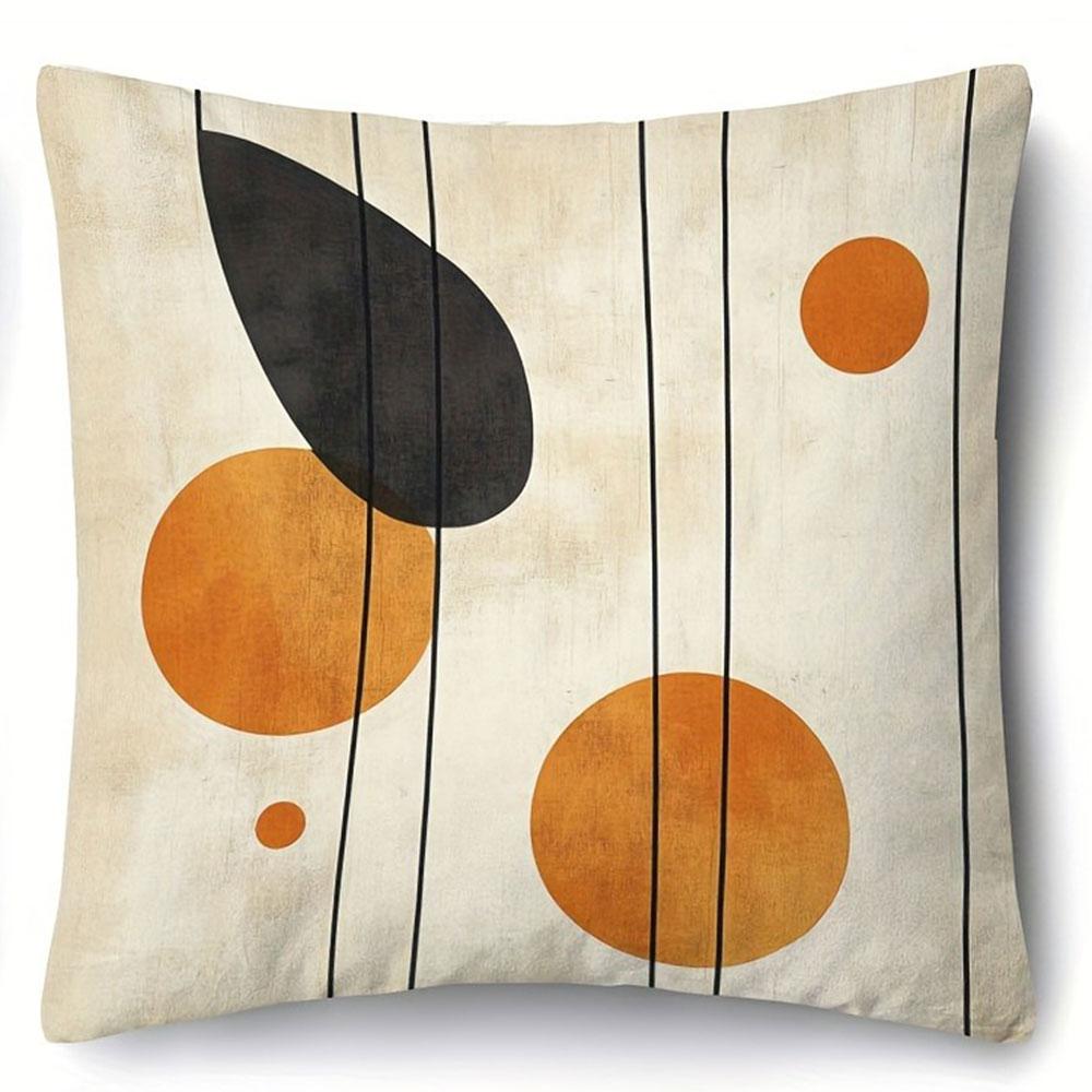 Orange And Black Geometric Modern Art Pillowcasebedroom Living Room Sofa Home Decor Polyester Cushion Cover With Zipper