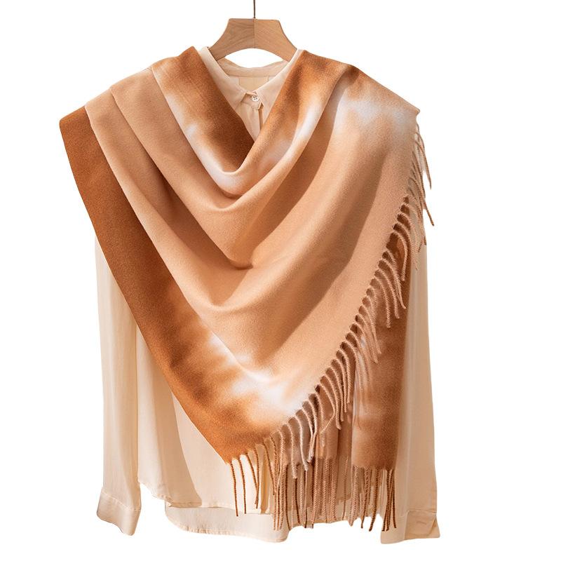Elegant Lady Style Gradient Scarf for Girls High End New Autumn and Winter Shawl  Imitation Cashmere Warm Scarf