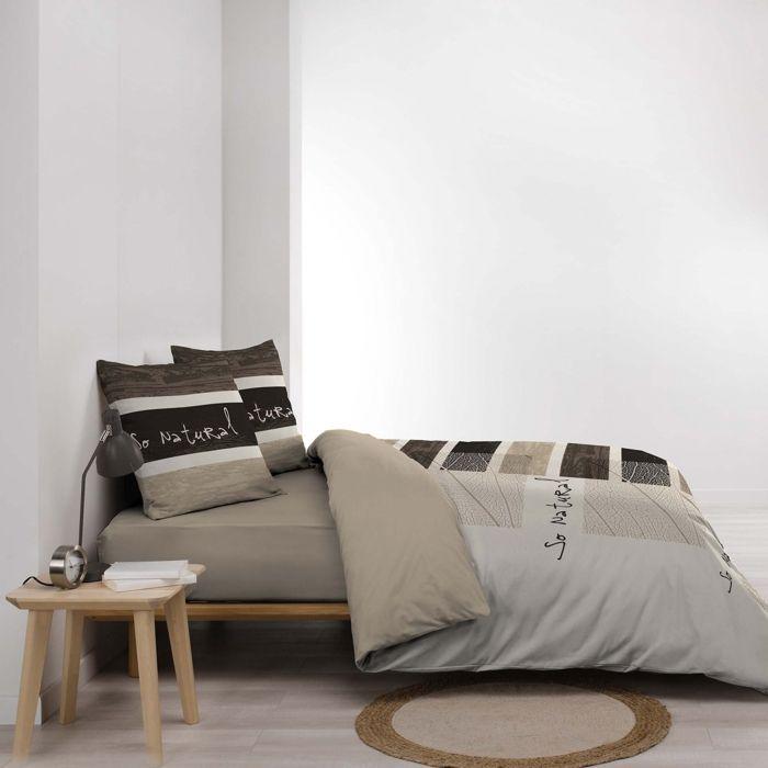 Parure de couette - DOUCEUR D'INTÉRIEUR - So natural - 100% coton - TAUPE/ANTHRACITE