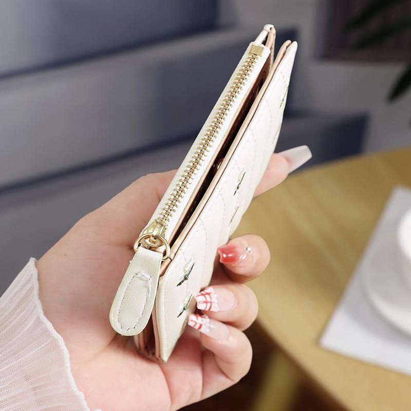 New Floral Embroidered PU Leather Women's Card Bag Coin Purse Slim Credit Card Holder Wallet for Women ID Card Pocket