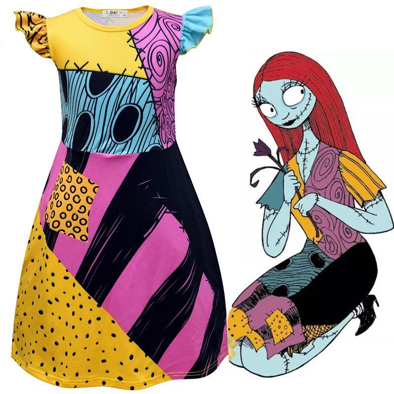Enchanting Nightmare Before Christmas Sally Dress Costume For Girls Soft And Durable
