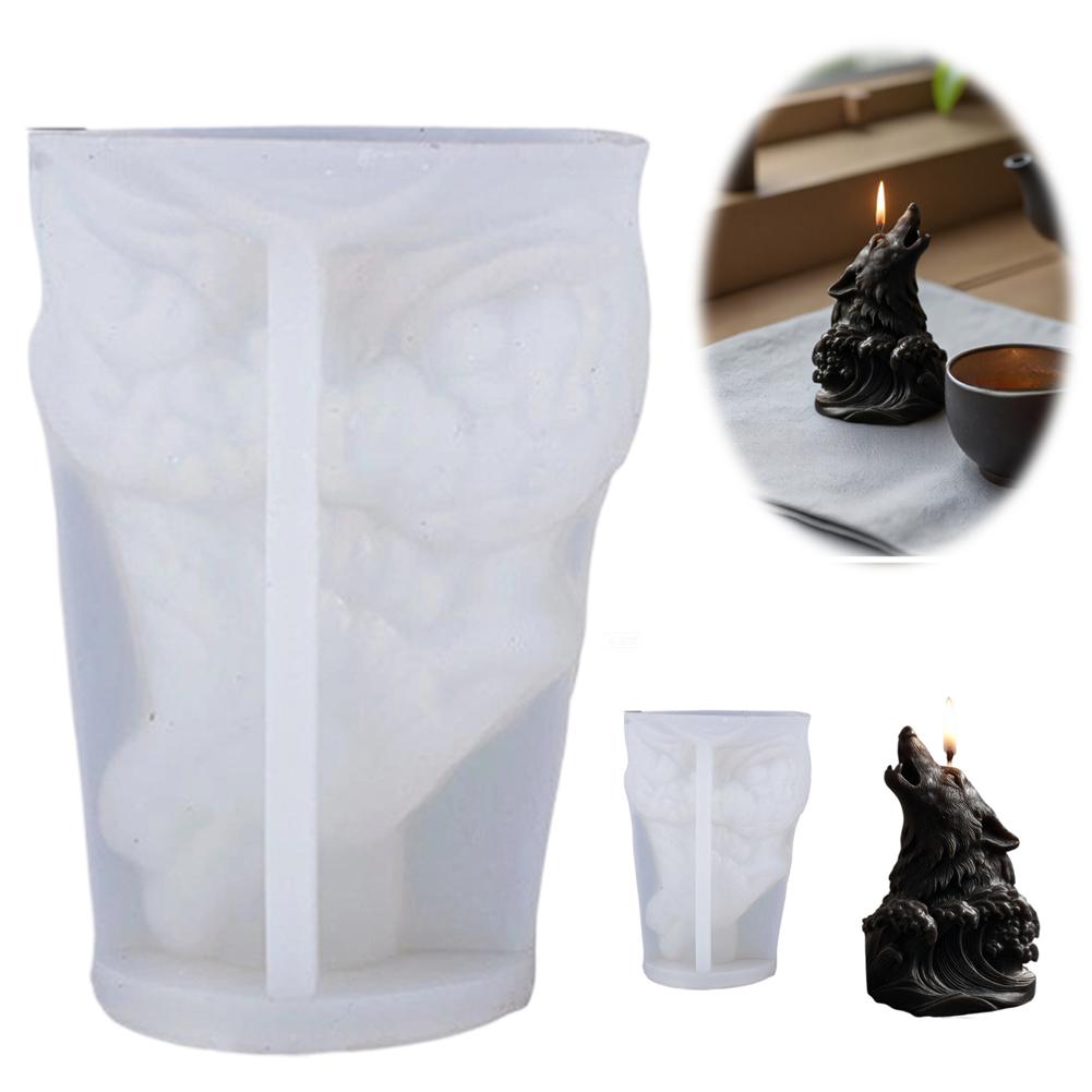 Diy Candle Mold White Silicone Candle Mold Wolf Head Candle Mold Flexible For Diy Enthusiasts Home Decor B7J0