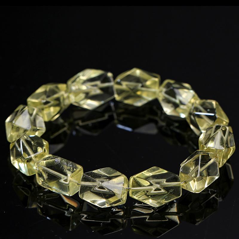 Hongchu Crystal Natural Lemon Citrine Single Strand Bracelet Natural Lemon Citrine Freeform Bracelet