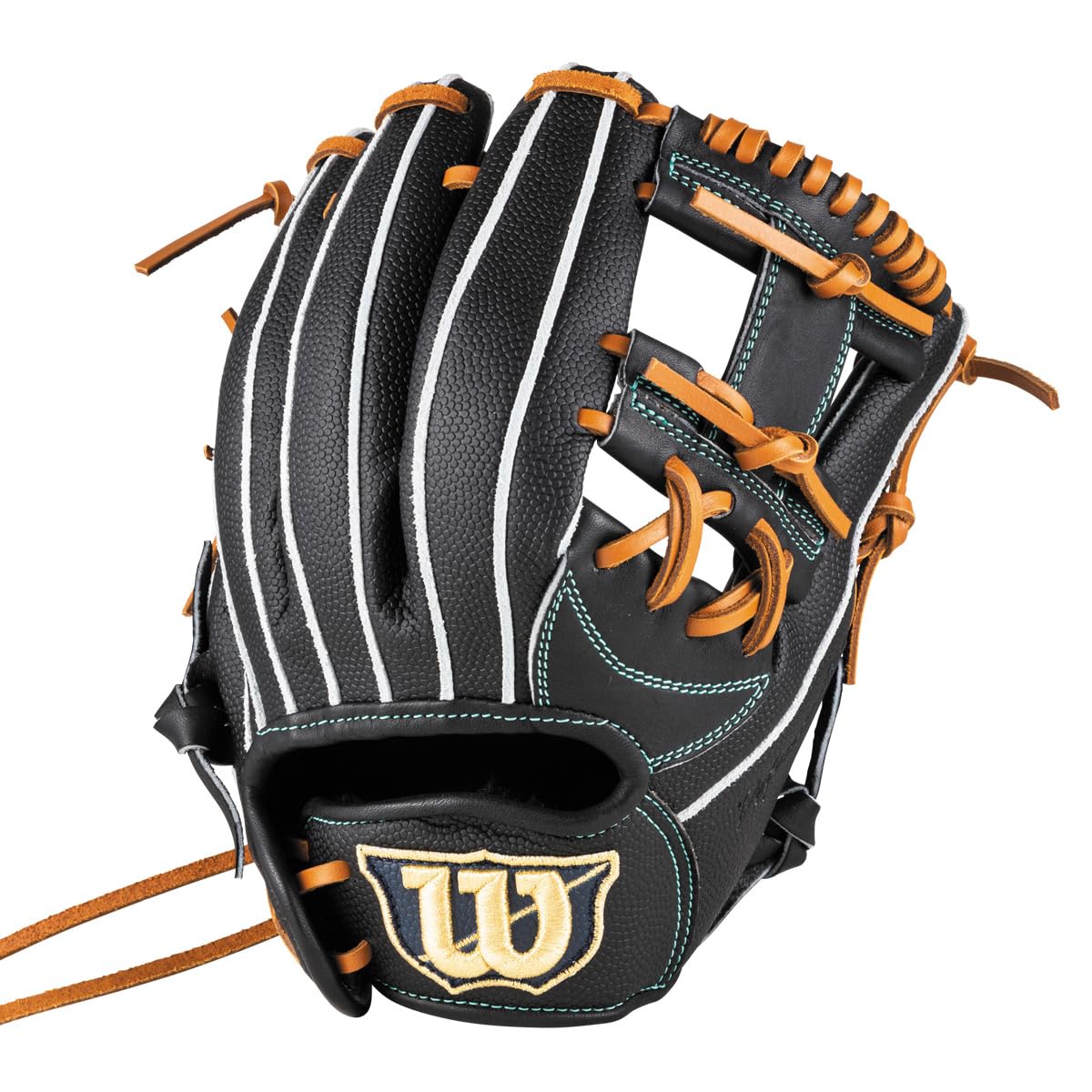 Wilson Baseball Junior WBW104472 Glove, D-MAX DUAL, Infielder s, 7J, Black/Black SS,
