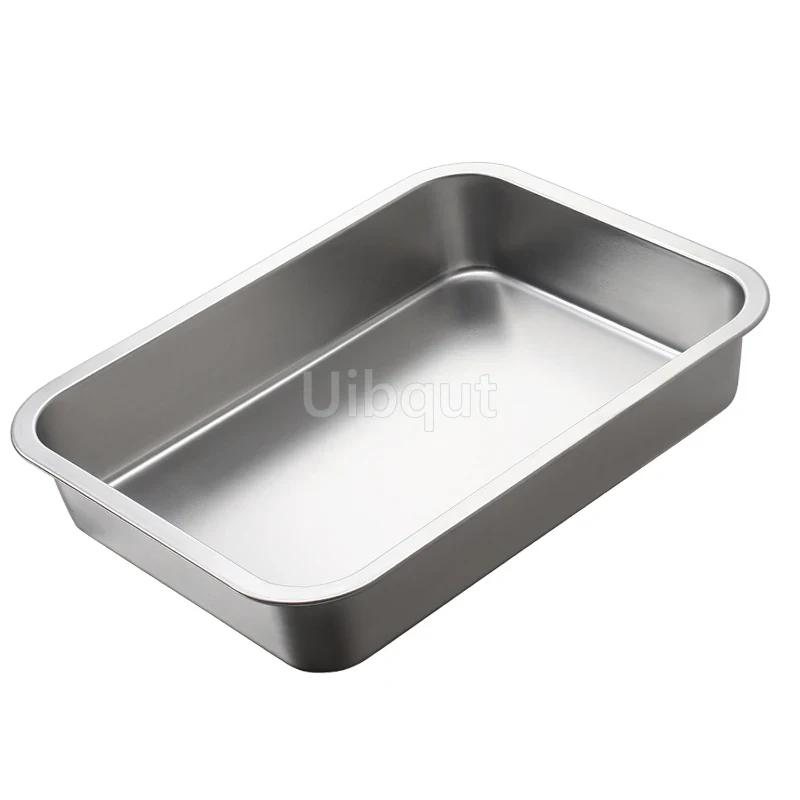 304 Stainless Steel Plate Tray Rectangular Square Oven Tray Baking Pot Dish Deep Japanese Barbecue Bbq Cafeteria Storage Trays