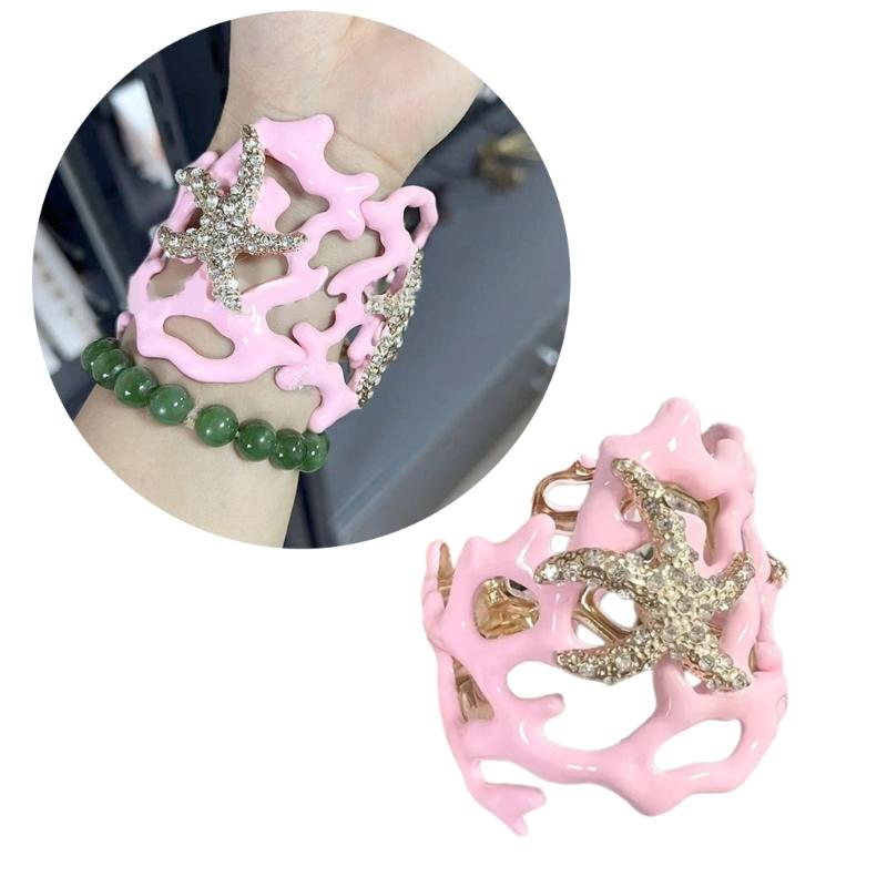 Mehrzweck-Armband mit unregelmäßiger Korallenfeder, stabiler Armreif aus Legierung, verstellbar, Modeschmuck-Accessoire für Frauen