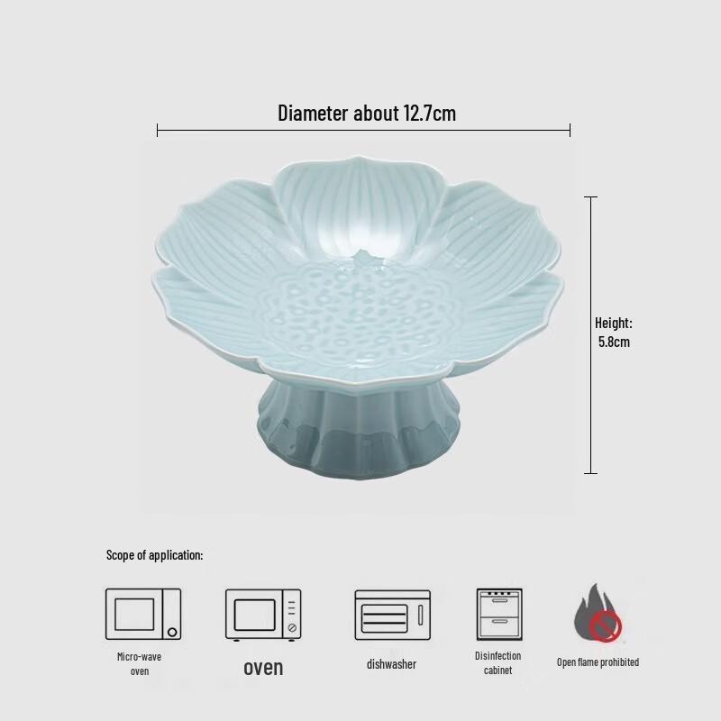 Chinese Ceramic Lotus High-Foot Fruit Plate