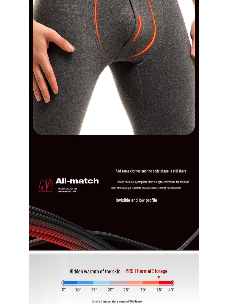 Męski jesienno-zimowy zestaw bielizny termicznej slim fit z podszewką z aksamitu