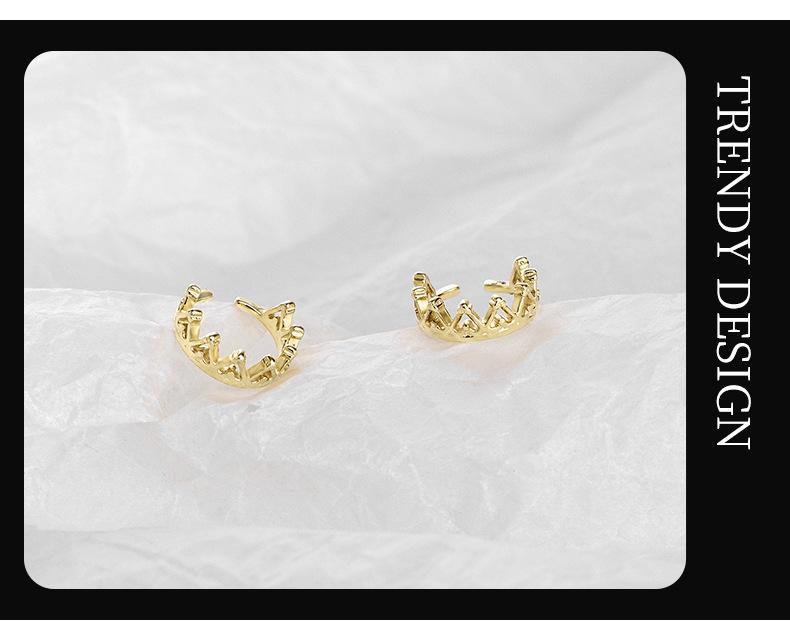 Banyan Tree S925 Silver Crown Ear Clip - No Piercing, Trendy Cold French Style for Women