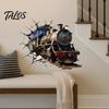 Wall Renovation Stickers for Renters 3D Retro Train Sticker, Break Through Decal, Peel and Stick Art Durable Scratch Resistant Cover Mural Kids