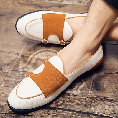 Trend Neue Britische Canvas Monk Strap Fahrschuhe für Herren Kleid Abend Hochzeit Büro Schuhe Abschlussball Sapato Social Masculino